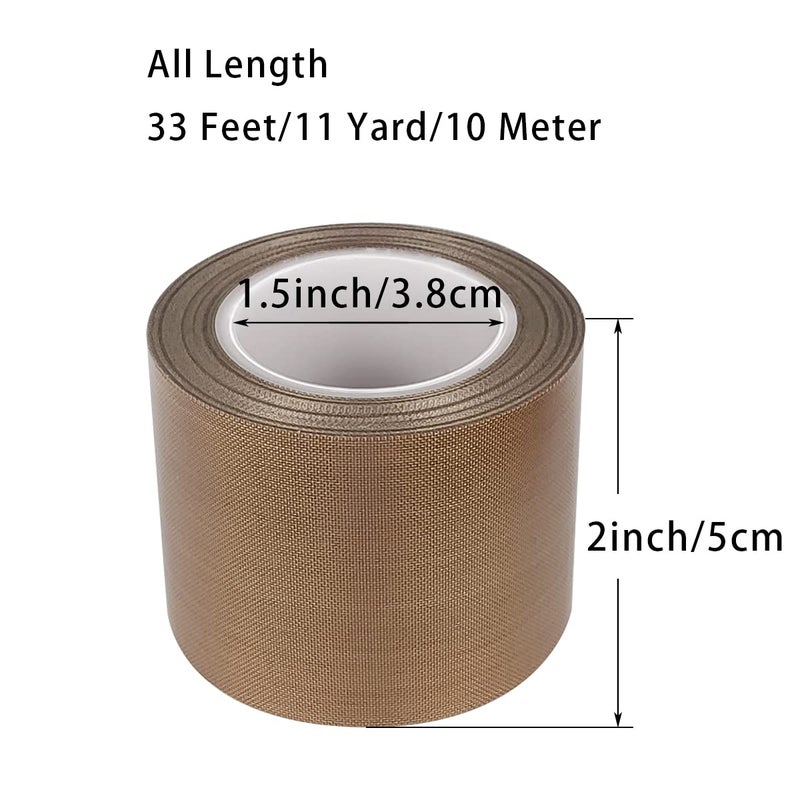 FRIGIIRE PTFE Telfon Tape high Temperature Tape Welding Sealing Tape for Vacuum Sealer Machine(Brown, 50mm x 11yards(33feet) x 0.18mm) - Image 2